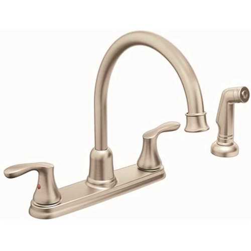Cornerstone High Arc 2-Handle Kitchen Faucet and Side Spray in Classic Stainless