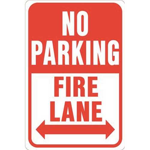 12 in. x 18 in. No Parking Fire Lane Heavy-Duty Sign RED / WHITE