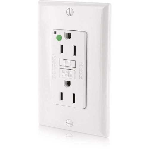 Leviton GFNT1-HGW 15 Amp Self-Test SmartLockPro Hospital Grade Duplex GFCI Outlet with LED, White