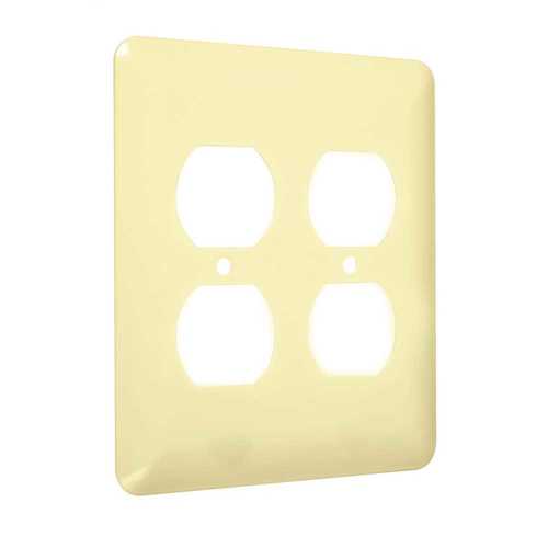 Metal Princess Two Duplex Receptacle Wallplate, Smooth Ivory
