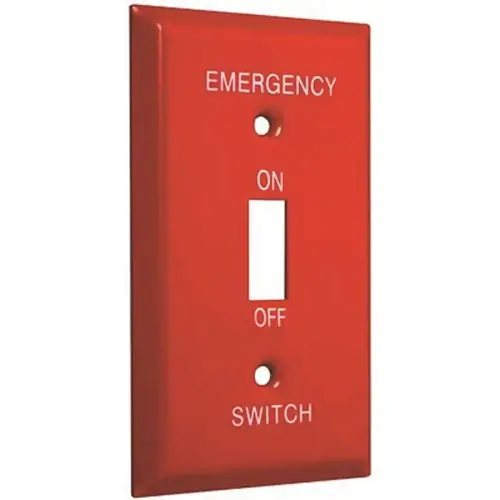 TAYMAC 1-Gang Standard Emergency Toggle Wallplate, Smooth Red