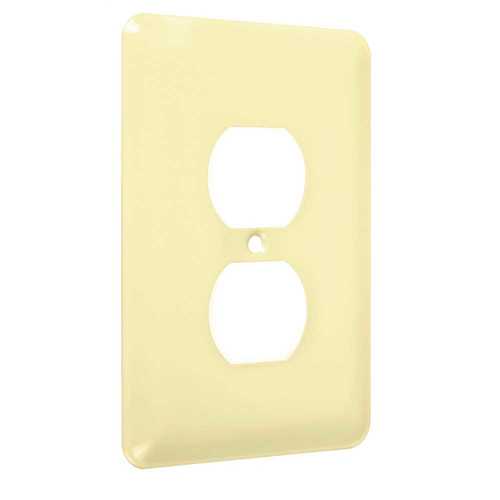 Metal Maxi Duplex Receptacle Wallplate, Smooth Ivory - pack of 25