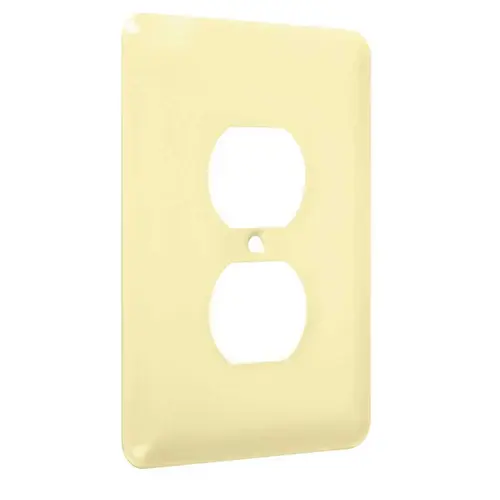 Metal Maxi Duplex Receptacle Wallplate, Smooth Ivory