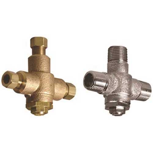 POWERS PROCESS CONTROLS LFE480-10 Powers Under Counter Thermostatic Mixing Valve, 3/8 in. Compression, Rough Bronze, Lead Free