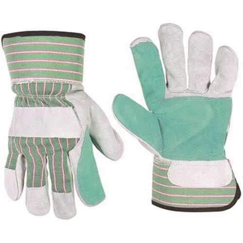 Double Leather Palm Large Safety Cuff Work Gloves Pair