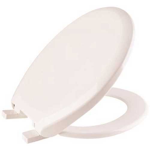 Deluxe Quiet Round Closed Plastic Toilet Seat with Lid in White