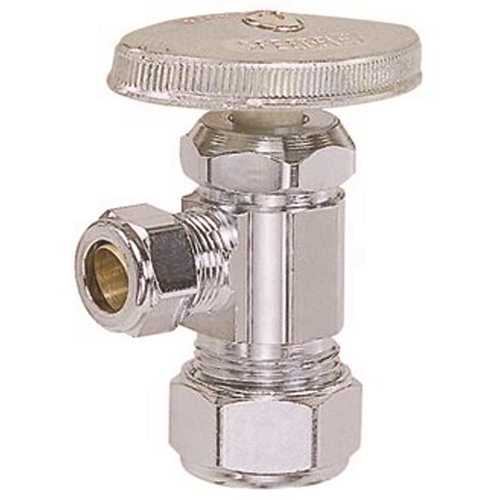 BrassCraft OCR1BX C Angle Stop Valve 3/8 in. Nom (1/2 in. OD) Compression x 3/8 in. OD Compression Chrome Lead Free