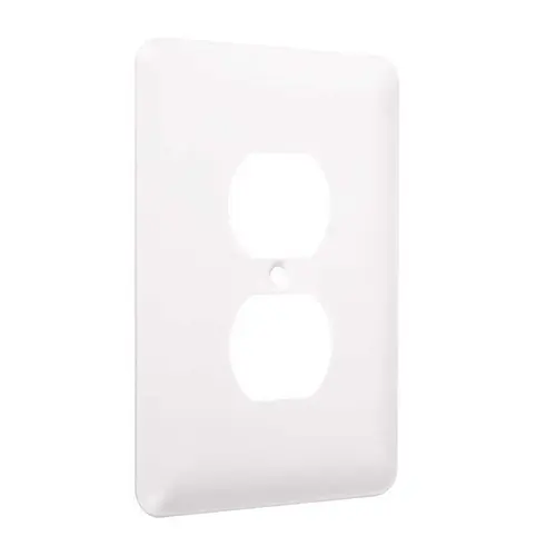 Metal Maxi Duplex Receptacle Wallplate, Smooth White