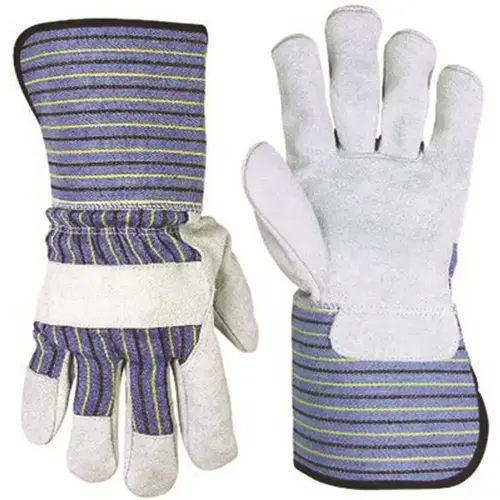 Large Split Leather Palm Work Gloves with Extended 4.5 in. Safety Cuff Pair