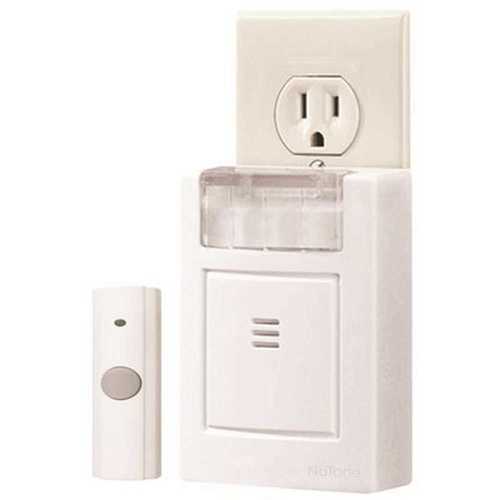 3-3/4 in. x 4-1/2 in. x 1-5/8 in. Wireless Plug-In Door Chime Kit with Strobe Light, White