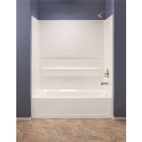 Topaz 660WHT 30 in. x 60 in. x 61.25 in. Direct-to-Stud Tub Wall in White