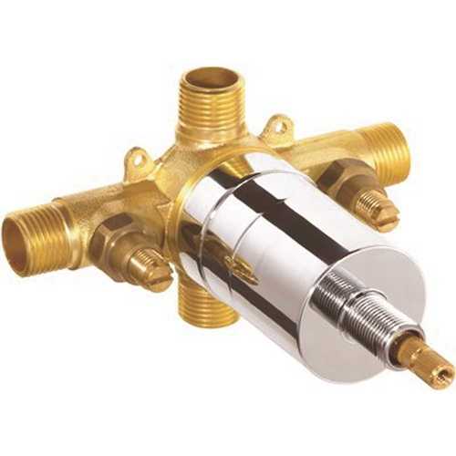 Single-Handle Tub and Shower Pressure Balance Valve with Screwdriver Stops in Rough Brass