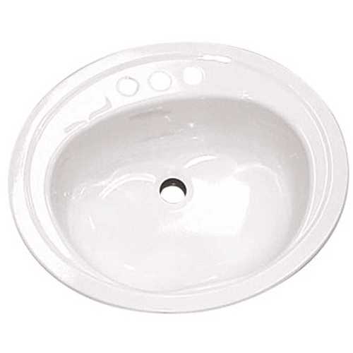 20 in. x 17 in. White Azalea Bathroom Sink Drop-In Oval - pack of 6