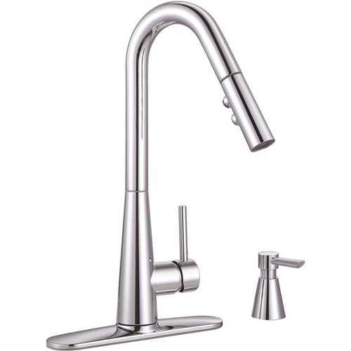 Essen Single-Handle Pull-Down Sprayer Kitchen Faucet with Soap Dispenser in Chrome