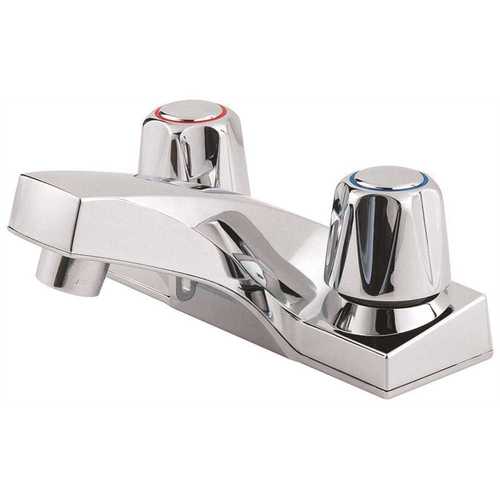 Pfirst Series 4 in. Centerset 2-Handle Bathroom Faucet with Metal Knobs in Polished Chrome