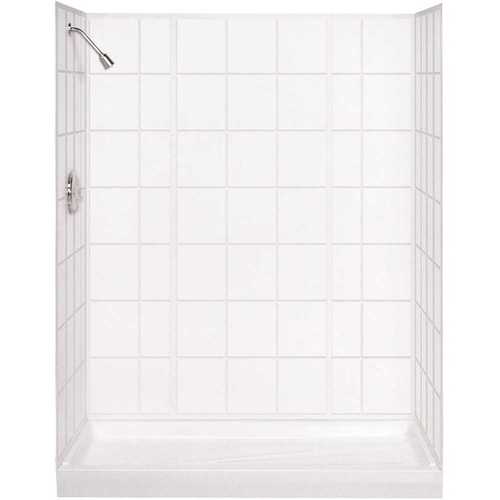 Mustee, E. L. & Sons, Inc. 572TWHT Varistone 30 in. x 32 in. x 60 in. x 72 in. Easy Up Adhesive Alcove Shower Surround in White