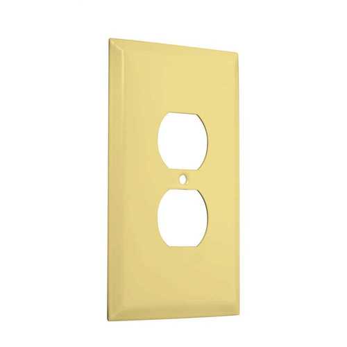 Metal Jumbo Duplex Receptacle Wallplate, Smooth Ivory - pack of 20