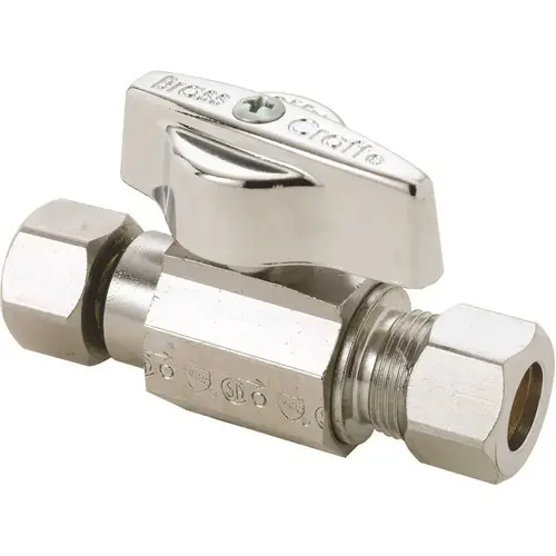 BrassCraft KTCR11FX C 1/4 in. Nom Female Comp Inlet x 3/8 in. OD Comp Outlet 1/4-Turn Straight Ball Stop CHROME