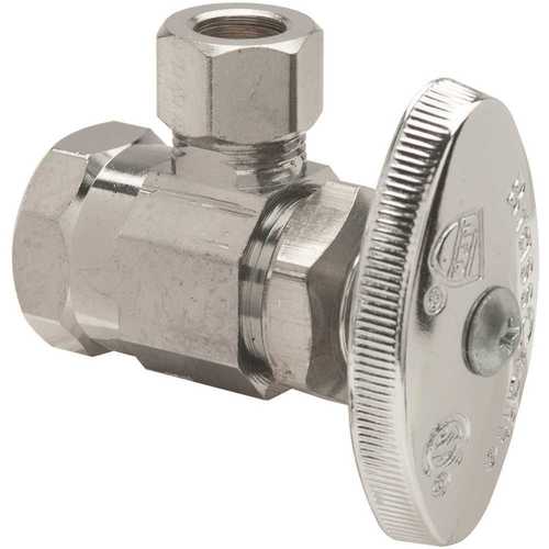 1/2 in. FIP Inlet x 3/8 in. OD Compression Outlet Multi-Turn Angle Valve with Brass Stem chrome