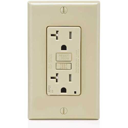 Leviton AFTR2-I 20 Amp Tamper Resistant AFCI Duplex Outlet, Ivory