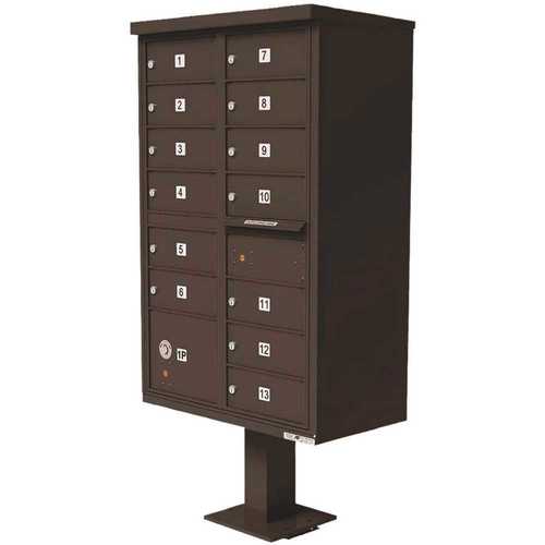 Florence 1570-13DBAF Vital 13-Mailboxes 1-Parcel Locker 1-Outgoing Pedestal Mount Cluster Box Unit