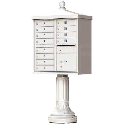 12-Mailboxes 1-Parcel Locker 1-Outgoing Pedestal Mount Cluster Box Unit
