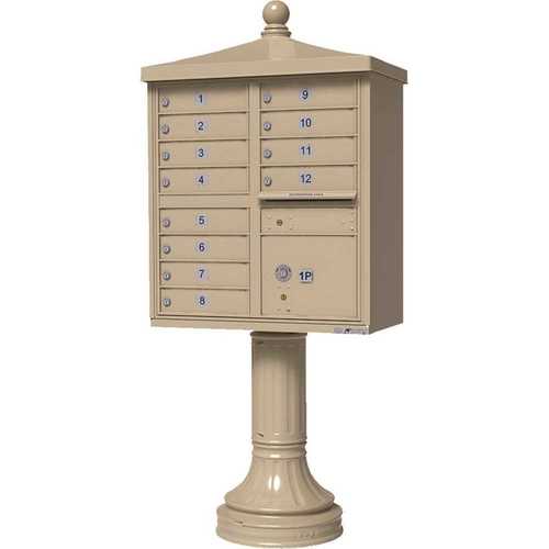 Vital Series 12-Mailboxes 1-Parcel Locker 1-Outgoing Pedestal Mount Cluster Box Unit