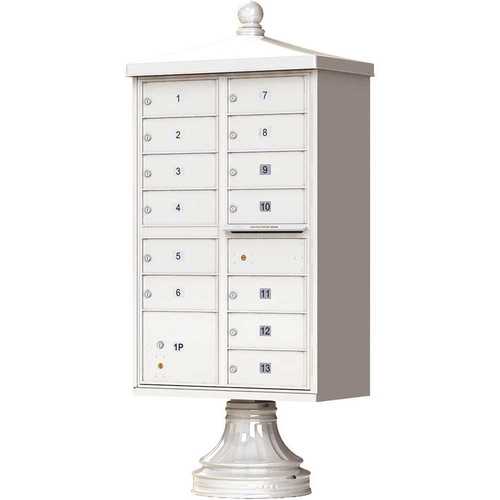 13-Mailboxes 1-Parcel Locker 1-Outgoing Pedestal Mount Cluster Box Unit