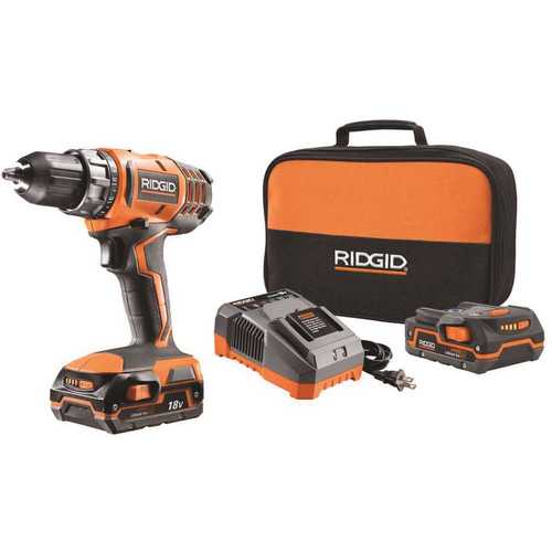 18-Volt Lithium-Ion Cordless 2-Speed 1/2 in. Compact Drill/Driver Kit with (2) 1.5 Ah Batteries, Charger, and Tool Bag Orange