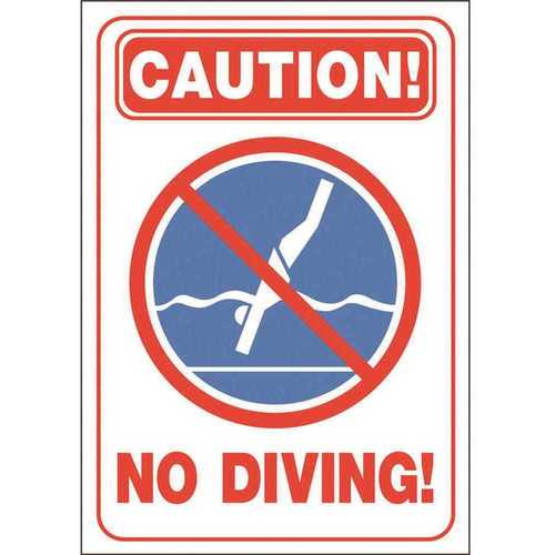 HY-KO PRODUCTS 20423 20 in. x 14 in. Pool Signs Pool Accessories and Hardware Caution No Diving