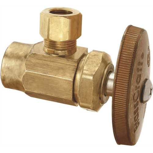 BrassCraft R19X R 1/2 in. Nominal Sweat Inlet x 3/8 in. O.D. Compression Outlet Brass Multi-Turn Angle Valve in Rough Brass