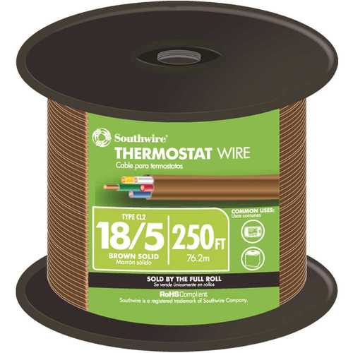 250 ft. 18/5 Brown Solid CU CL2 Thermostat Wire