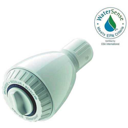 Watersaver 3-Spray 2 in. Fixed Shower Head in White