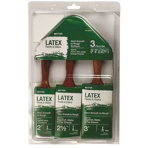 2 in. Flat Cut, 3 in. Flat Cut, 2.5 in. Angled Sash Polyester Paint Brush Set - pack of 3