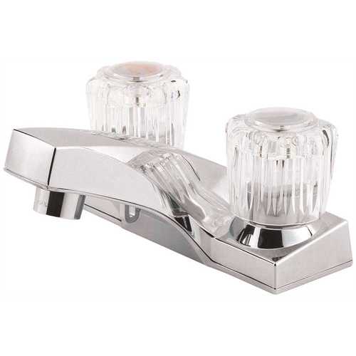 Pfister LG143-6002 Pfirst Series 4 in. Centerset 2-Handle Bathroom Faucet with Acrylic Knobs in Polished Chrome