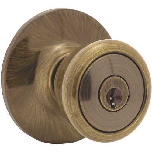 Legend 300AG3 BX Antique Brass Keyed Entry Lockset Tulip Door Knob in