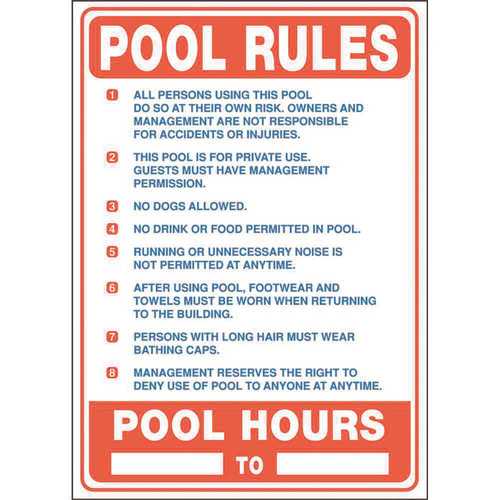 27 in. x 19 in. Pool Rules