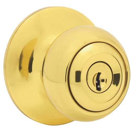 Polished Brass Keyed Entry Door Knob Lock Ball Handle