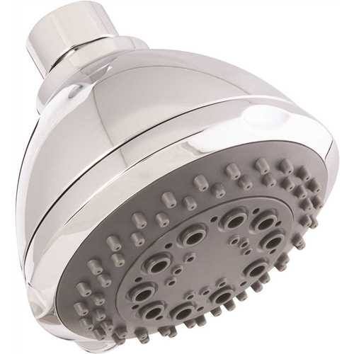 5-Spray 3.5 in. Single Wall Mount Fixed Adjustable Shower Head in Chrome