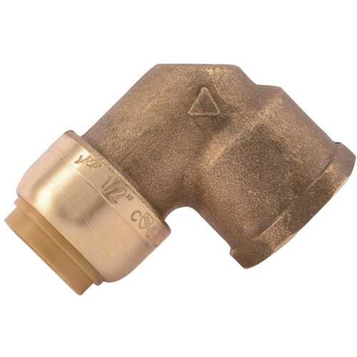 SharkBite U308LF 1/2 in. Brass Push-to-Connect x Female Pipe Thread 90-Degree Elbow