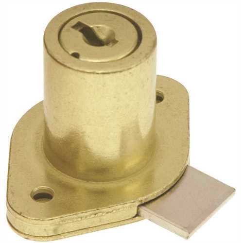 1-1/8 in. Disk Tumbler Brass L400 Keyway KD Drawer Lock Nickel