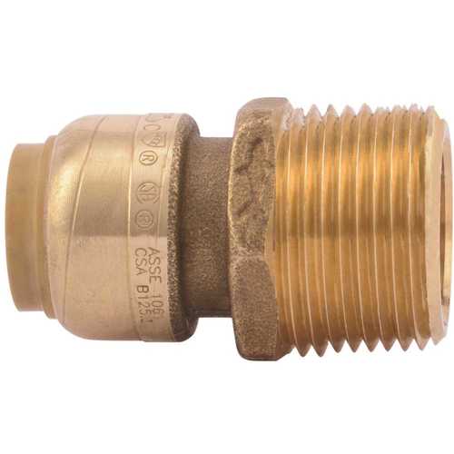 SharkBite U116LF 1/2 in. x 3/4 in. MNPT Brass Push-to-Connect Reducing Connector, Male NPT