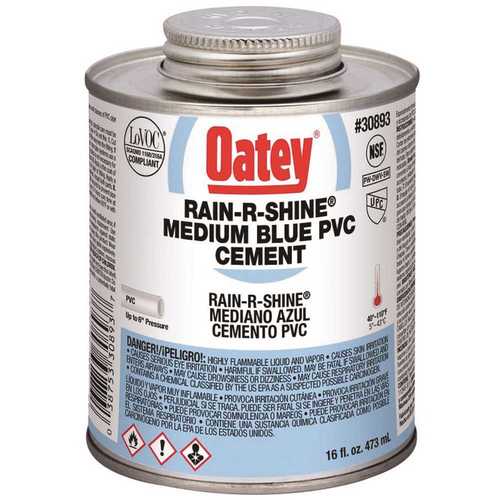 Oatey 308933 Solvent Cement, 16 oz Can, Liquid, Blue