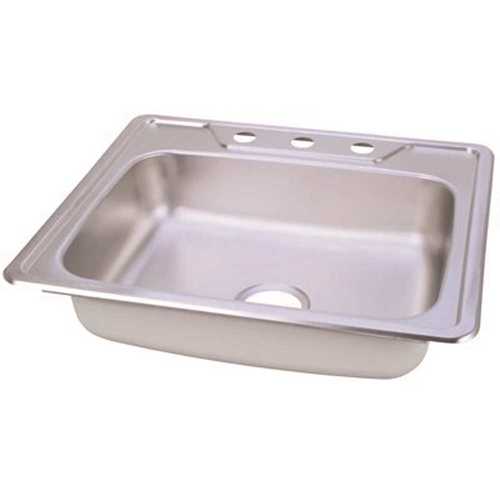 Kingsford Drop-In Stainless Steel 22 in. x 25 in. 3-Hole Single Bowl Kitchen Sink