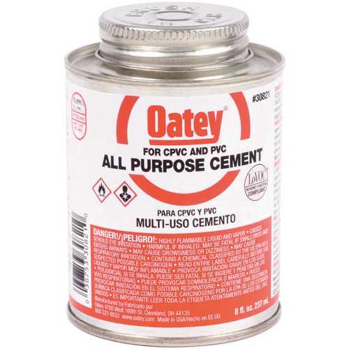 Solvent Cement, 8 oz Can, Liquid, Milky Clear