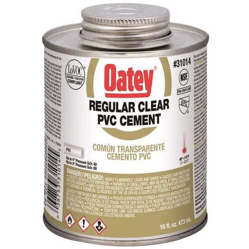 Oatey 310143 Solvent Cement, 16 oz Can, Liquid, Clear