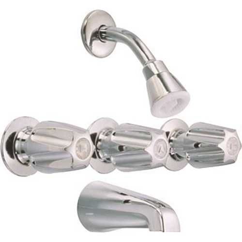 Proplus 114135 3-Handle 1-Spray Tub and Shower Faucet in Chrome