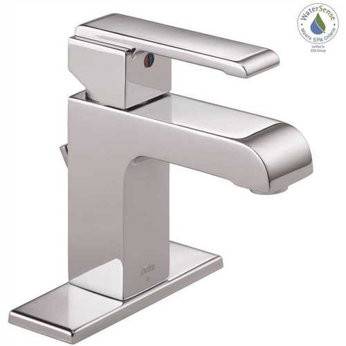 Ara Single Hole Single-Handle Bathroom Faucet with Metal Drain Assembly and Channel Spout in Chrome