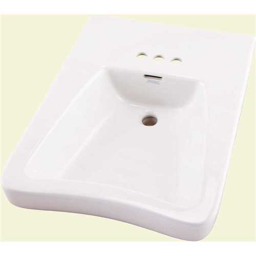 Eaton Wall-Mount Bathroom Sink in White with Overflow Drain