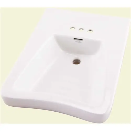 Eaton Wall-Mount Bathroom Sink in White with Overflow Drain